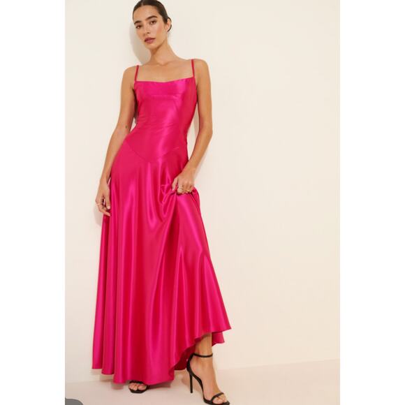 Anthropologie Dresses & Skirts - Anthropologie MARE MARE Emmy Satin Corset Lace Up Back Maxi Dress Pink